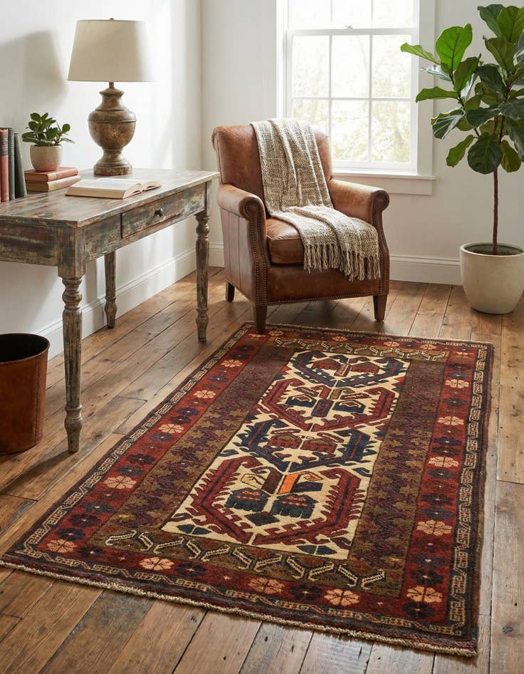 Detail image of 2' 8 x 4' 8 Hand Knotted Sumak Wool Rug