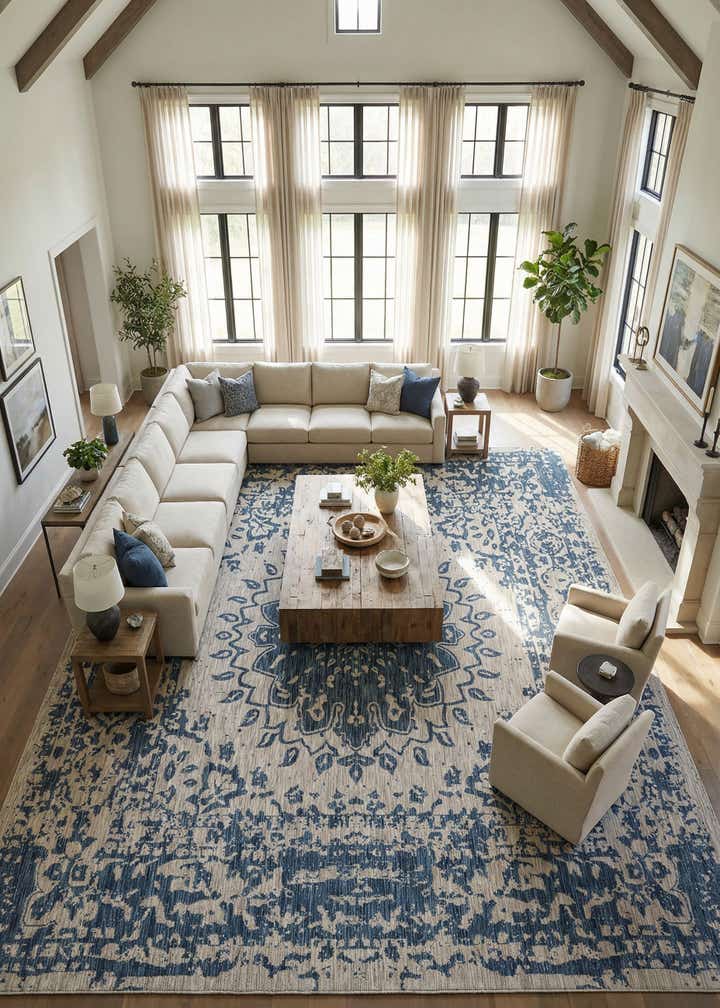 13' x 13' Easy-Clean Traditional Indoor / Outdoor Square Rug