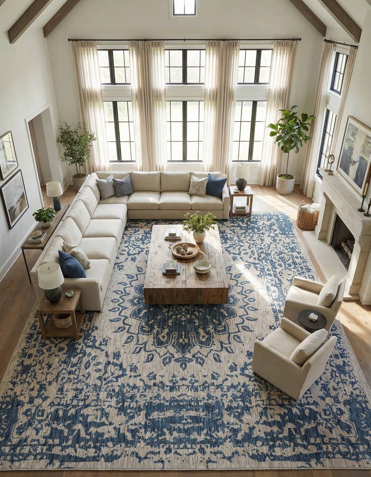 Detail image of 13' x 13' Washable Traditional Indoor / Outdoor Square Rug