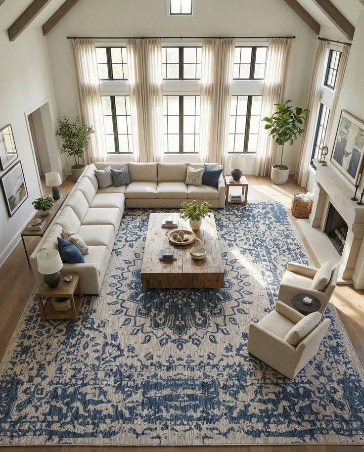 Detail image of 13' x 13' Easy-Clean Traditional Indoor / Outdoor Square Rug