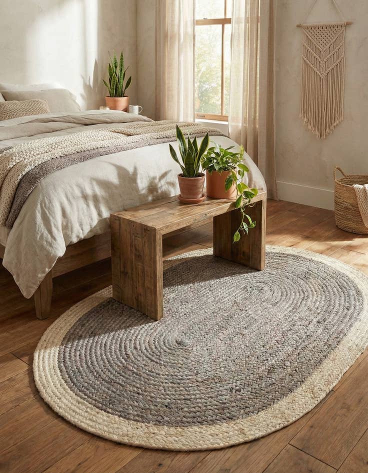 Detail image of 3' 1 x 5' 1 Handmade Braided Jute Oval Rug