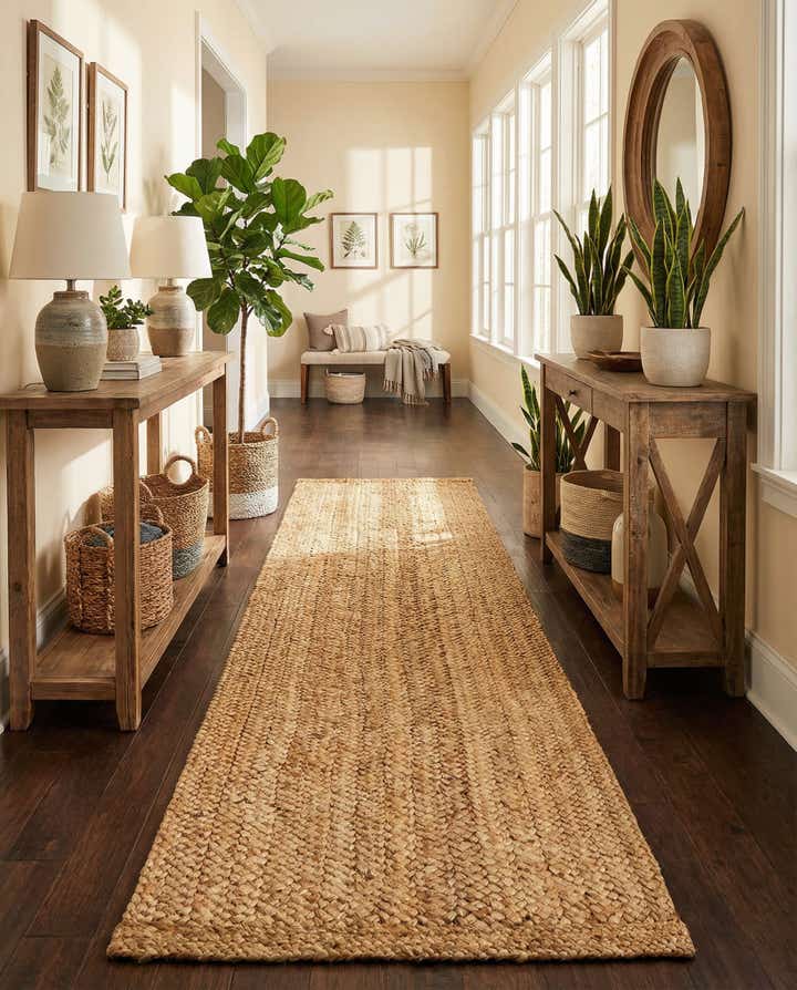 2' 7 x 12' Handmade Heirloom Braided Jute Runner Rug