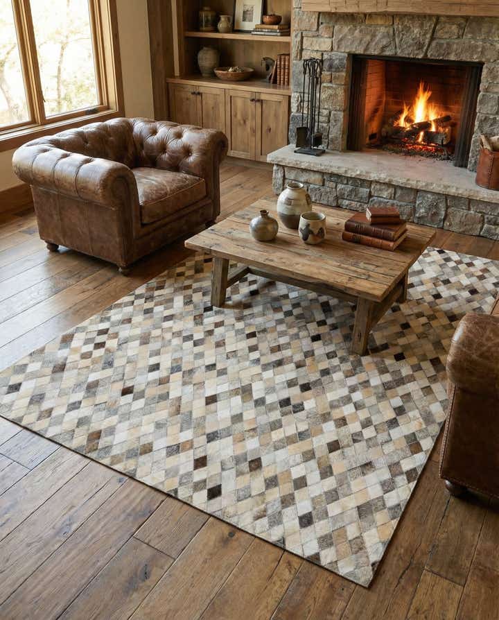 4' 9 x 6' 8 Cowhide Stocks Rug