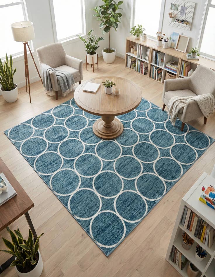 Detail image of 7' x 7' Lattice Trellis Square Rug
