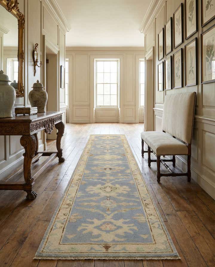 2' 7 x 12' 1 Hand Knotted Oushak Wool Runner Rug