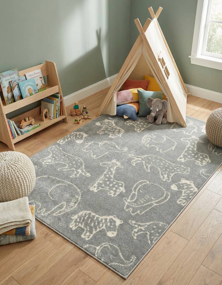 Detail image of 4' x 6' Animals Whimsy Kids Rug