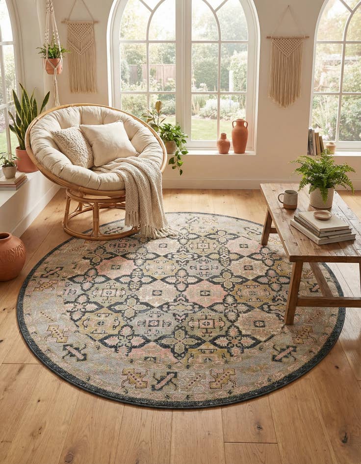 Detail image of 7' 10 x 7' 10 Kamala Washable Round Rug