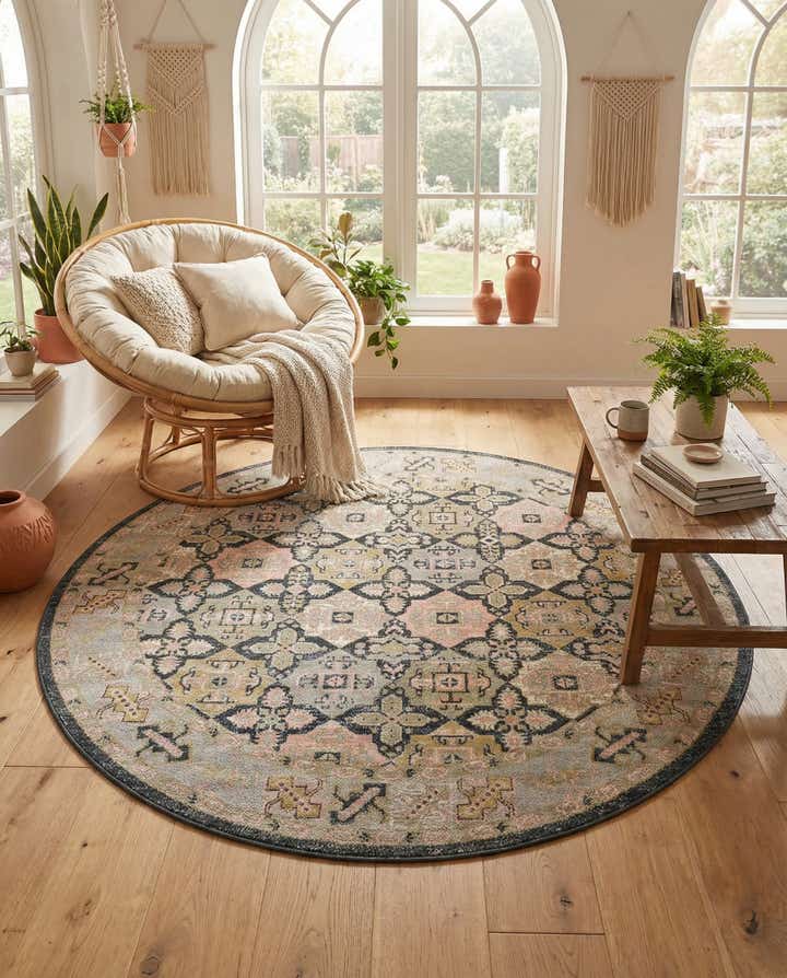 7' 10 x 7' 10 Kamala Washable Round Rug