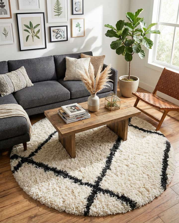 5' x 5' Infinity Shag Round Rug