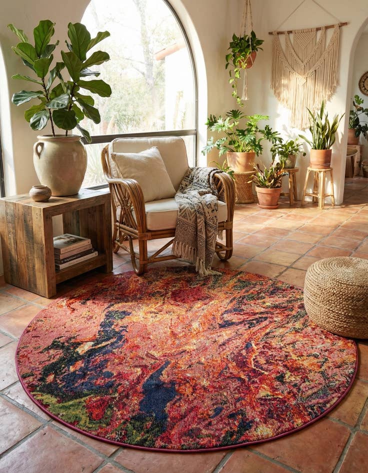 Detail image of 5' 3 x 5' 3  Washable Haerfest Round Rug