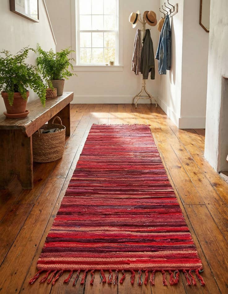 Detail image of 2' 2 x 6' 7 Hand Woven Chindi Cotton Runner Rug