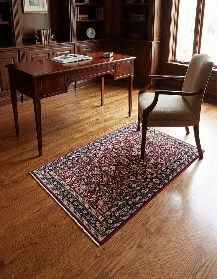 Detail image of 3' 2 x 5' 4 Hand Knotted Kashmir Oriental Wool Rug