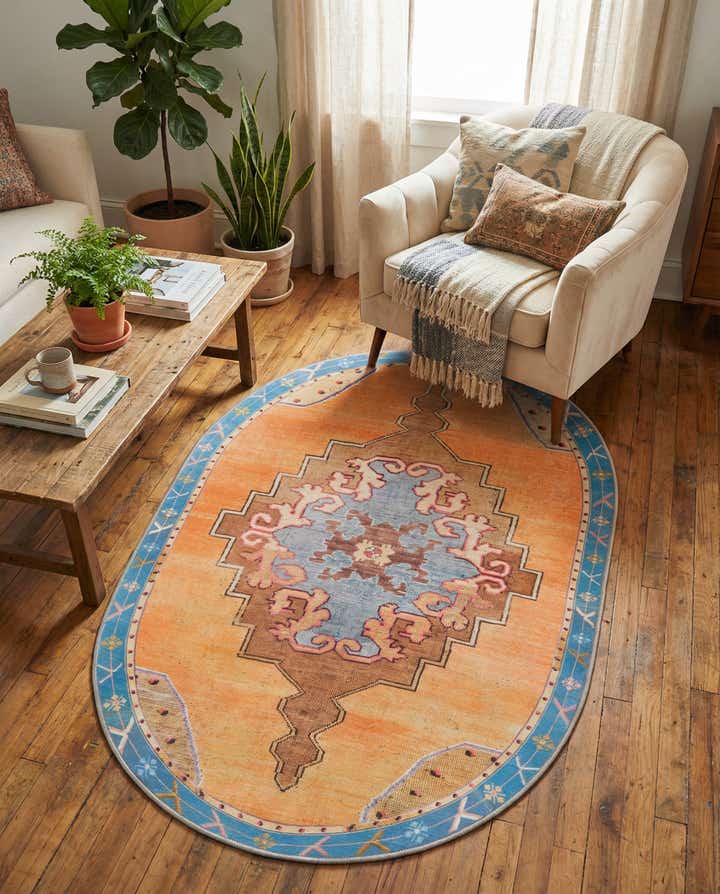 4' x 6' Washable Timeless Oval Rug