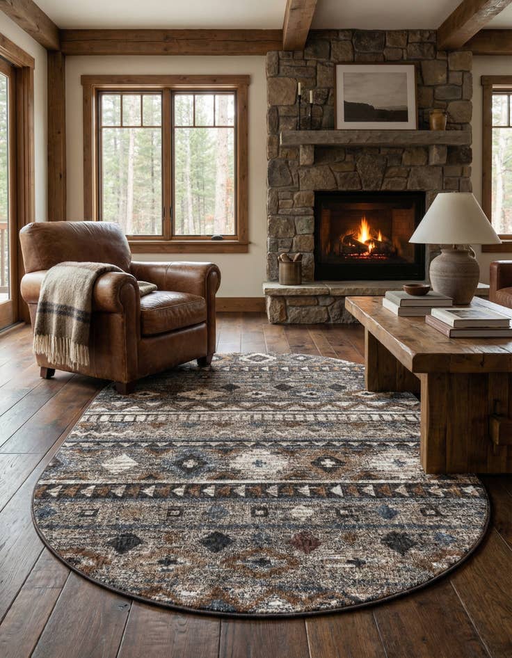 Detail image of 5' 3 x 8' Eco Southwestern Oval Rug