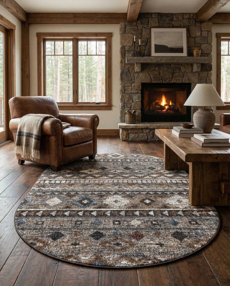 Detail image of 5' 3 x 8' Eco Southwestern Oval Rug