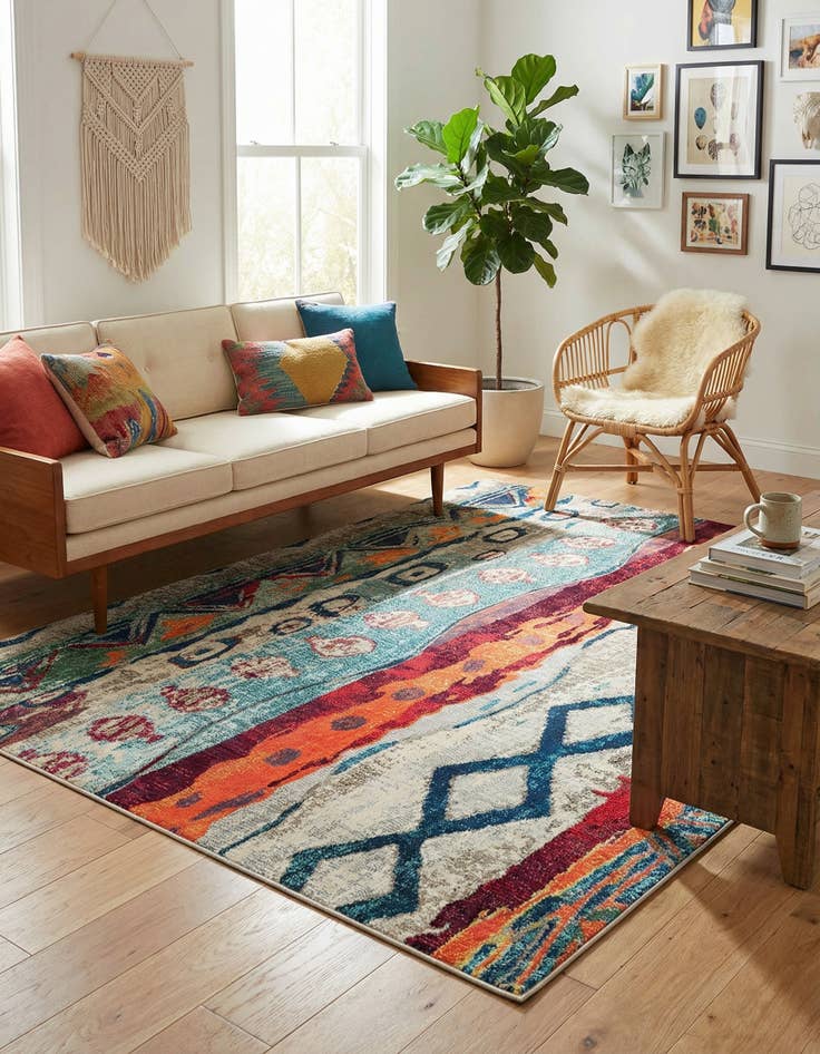 Detail image of 5' 3 x 8'  Washable Vivid Rug