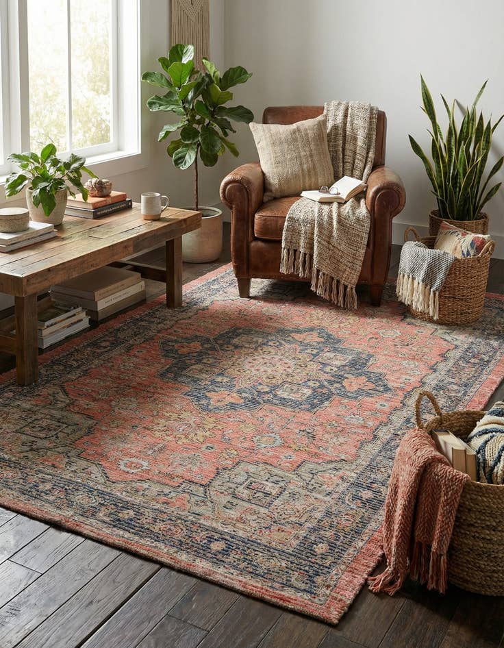 Detail image of 4' 1 x 6' 1 Hand Woven Chenille Jute Rug