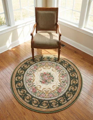 3' x 3' Easy-Clean Traditional Indoor / Outdoor Round Rug
