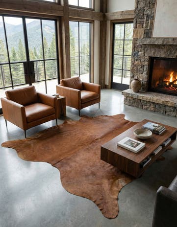 7' 2 x 7' 7 Cowhide Leather Square Rug