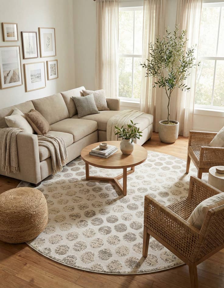 Detail image of 7' 10 x 7' 10 Easy-Clean Sabrina Soto Indoor / Outdoor Round Rug