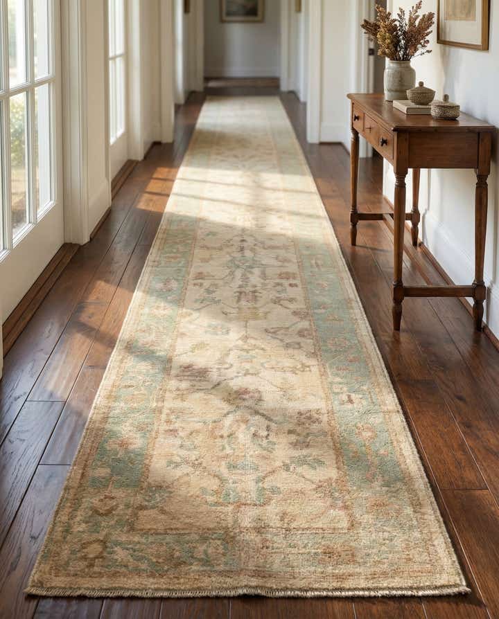 2' 9 x 11' 8 Hand Knotted Oushak Wool Runner Rug