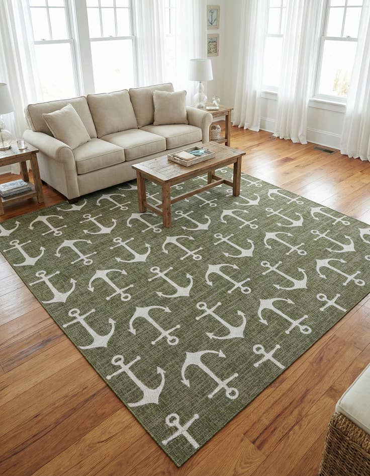 Detail image of 10' x 10' Washable Coastal Indoor / Outdoor Square Rug