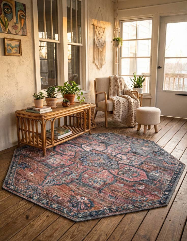 Detail image of 5' 3 x 5' 3 Washable Nostalgia Octagon Rug