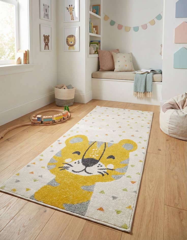 Detail image of 2' 2 x 4' Tiger Whimsy Kids Runner Rug