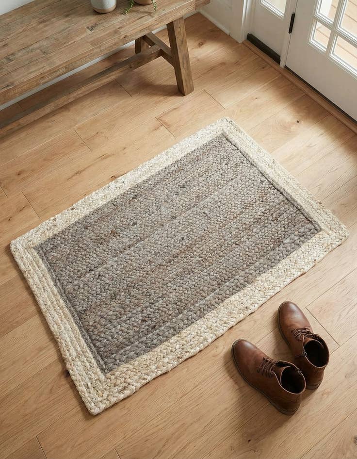 Detail image of 2' x 3' 1  Hand Braided Jute Rug