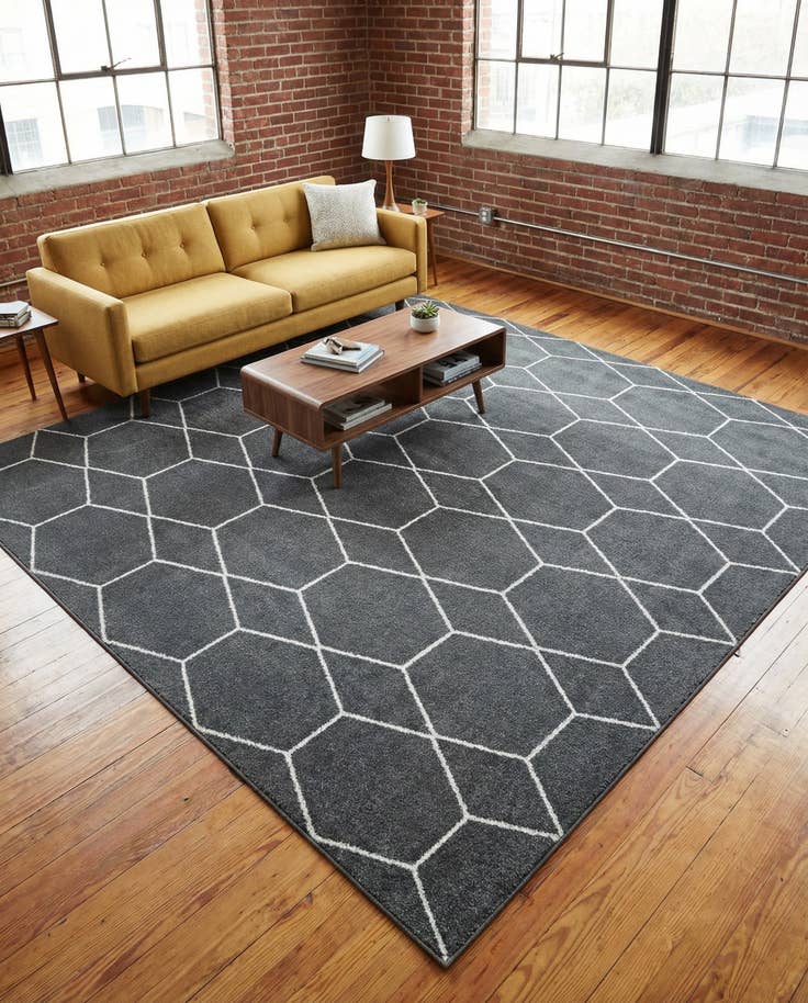 Detail image of 10' x 10' Lattice Frieze Square Rug
