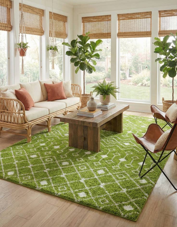 Detail image of 10' x 13' Moroccan Trellis Shag Rug