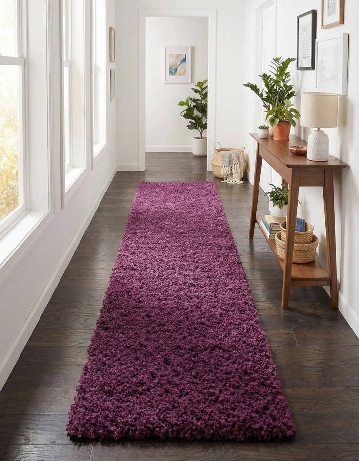 Detail image of 2' 7 x 16' 5 Solid Shag Runner Rug