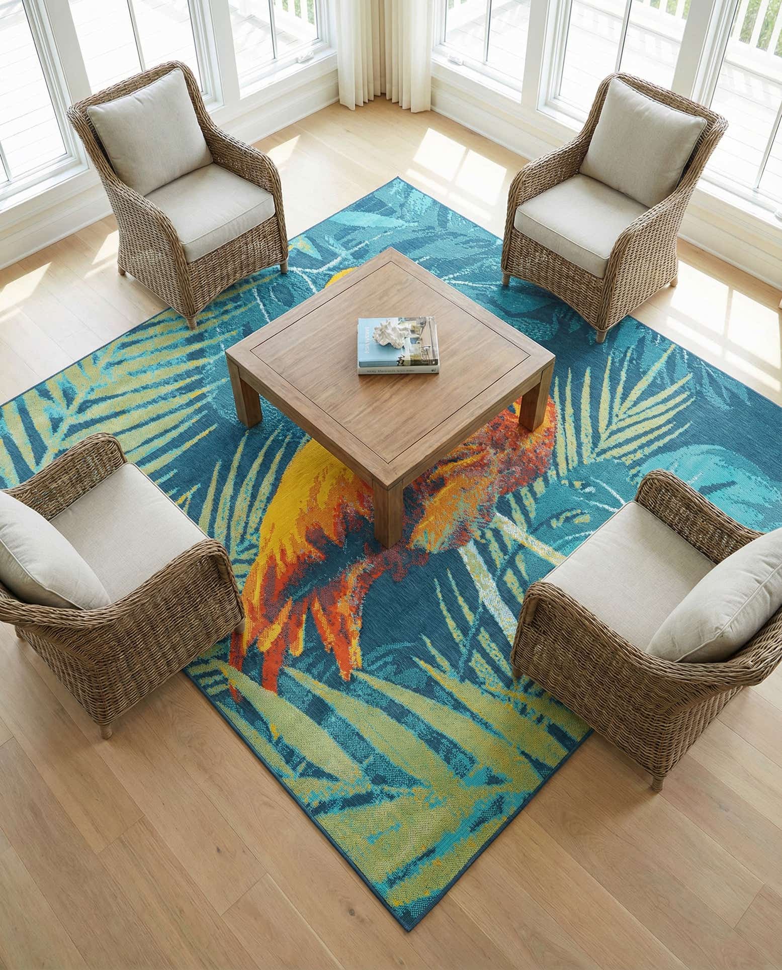7' 10 x 7' 10 Easy-Clean Coastal Indoor / Outdoor Square Rug