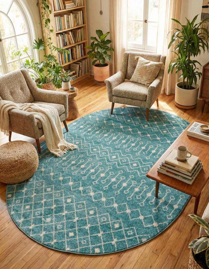 Detail image of 7' 10 x 10' Moroccan Trellis Oval Rug