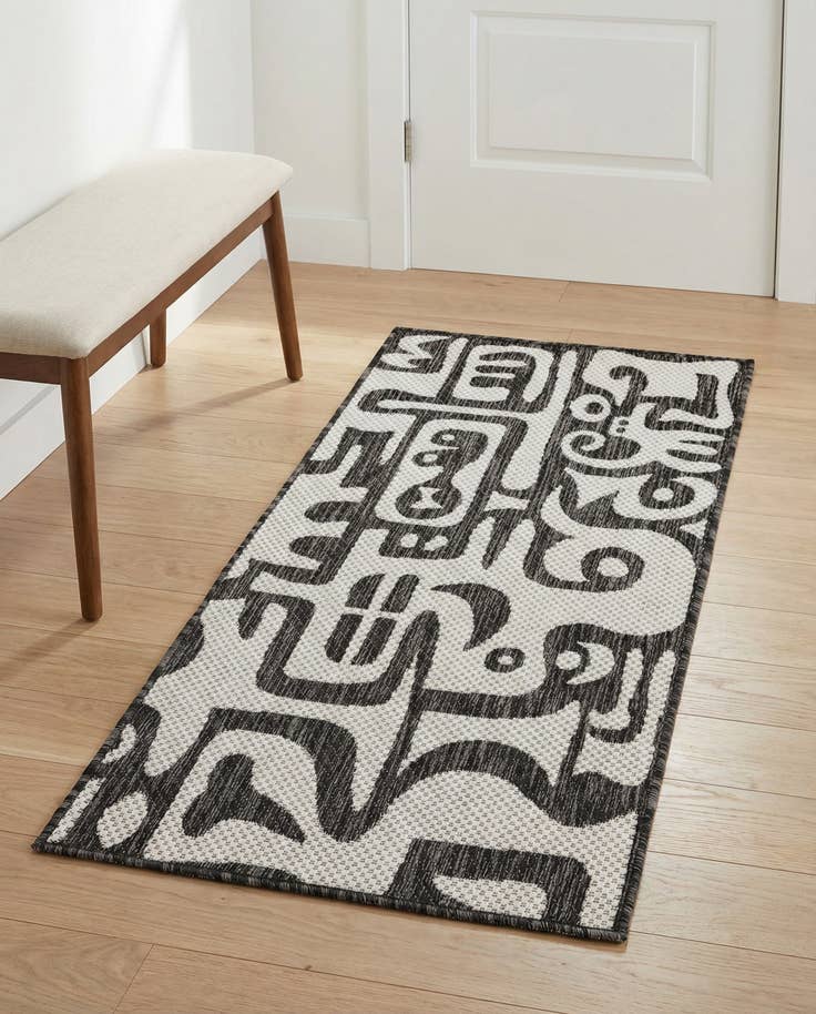 Detail image of 2' x 4' Easy-Clean Modern Indoor / Outdoor Runner Rug