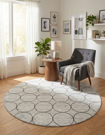 White Lattice Trellis Round Rug