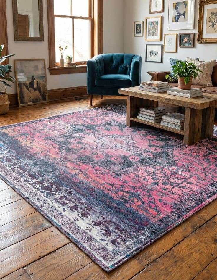 Detail image of 7' 10 x 7' 10 Washable Francesca Square Rug