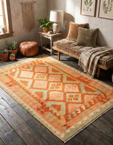 3' 3 x 5' Hand Woven Kilim Waziri Wool Rug