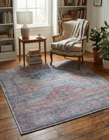 Antique Blue Washable Sisu Square Rug