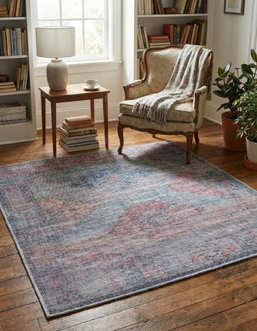 Antique Blue Washable Sisu Square Rug