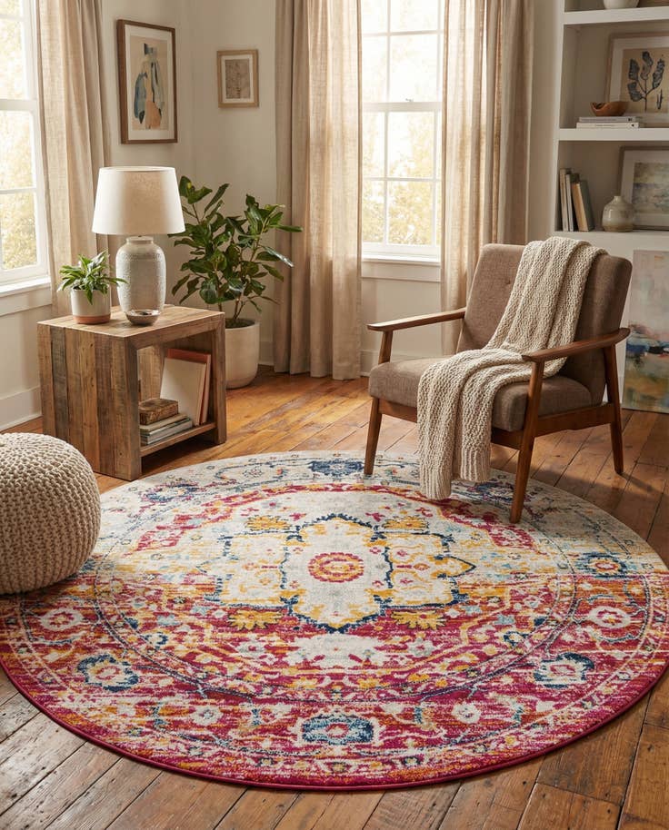 Vue détaillée : 240cm x 240cm Madeline Vintage Tapis Rond
