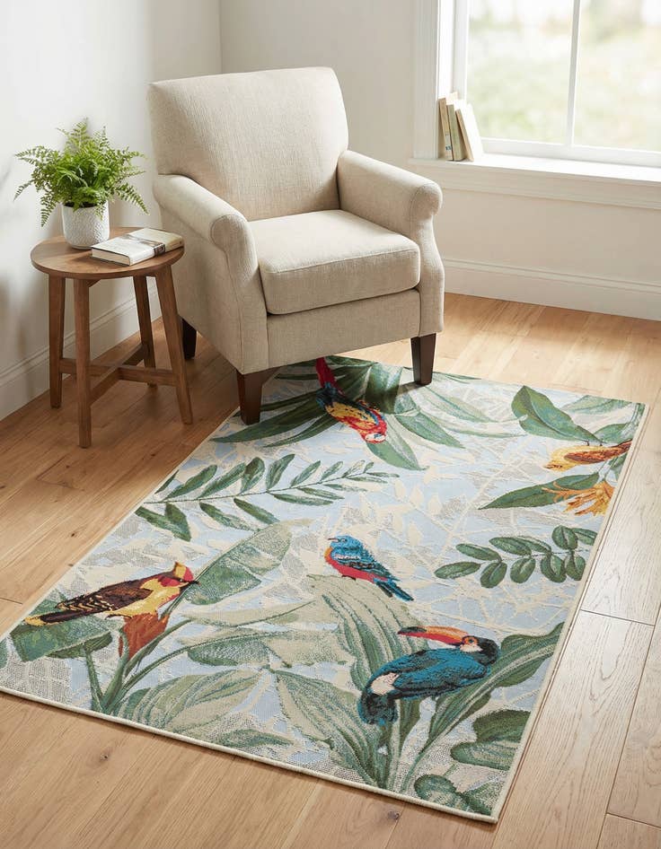 Detail image of 3' 3 x 5' 3 Washable Botanical Indoor / Outdoor Rug