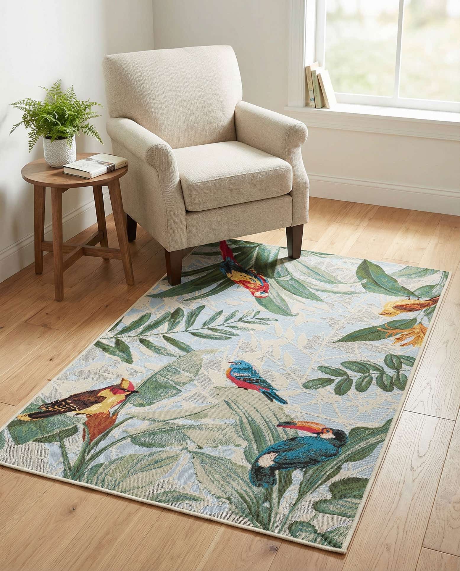 3' 3 x 5' 3 Easy-Clean Botanical Indoor / Outdoor Rug