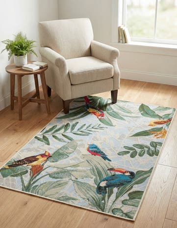 3' 3 x 5' 3 Easy-Clean Botanical Indoor / Outdoor Rug