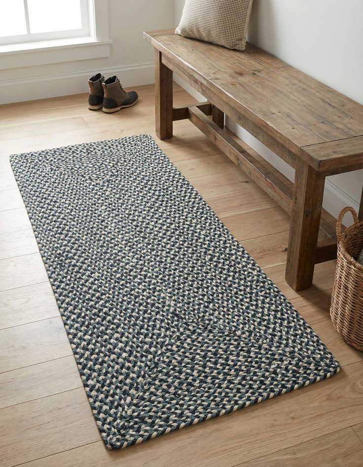 Detail image of 2' x 4' 1 Handmade Tweed Braided Jute Runner Rug