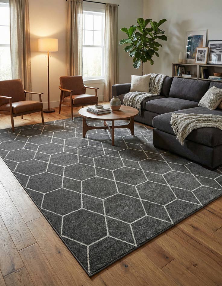 Detail image of 10' x 13' Lattice Frieze Rug