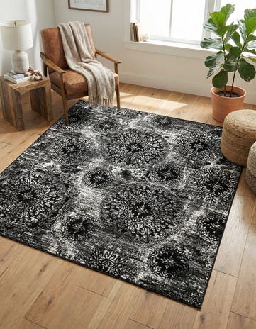 Black Monte Carlo Square Rug
