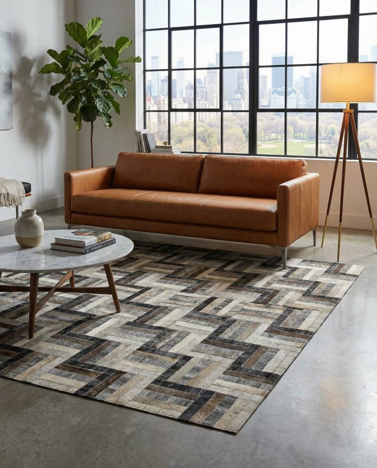 Detail image of 5' 3 x 7' 5 Cowhide - Patchwork Rug