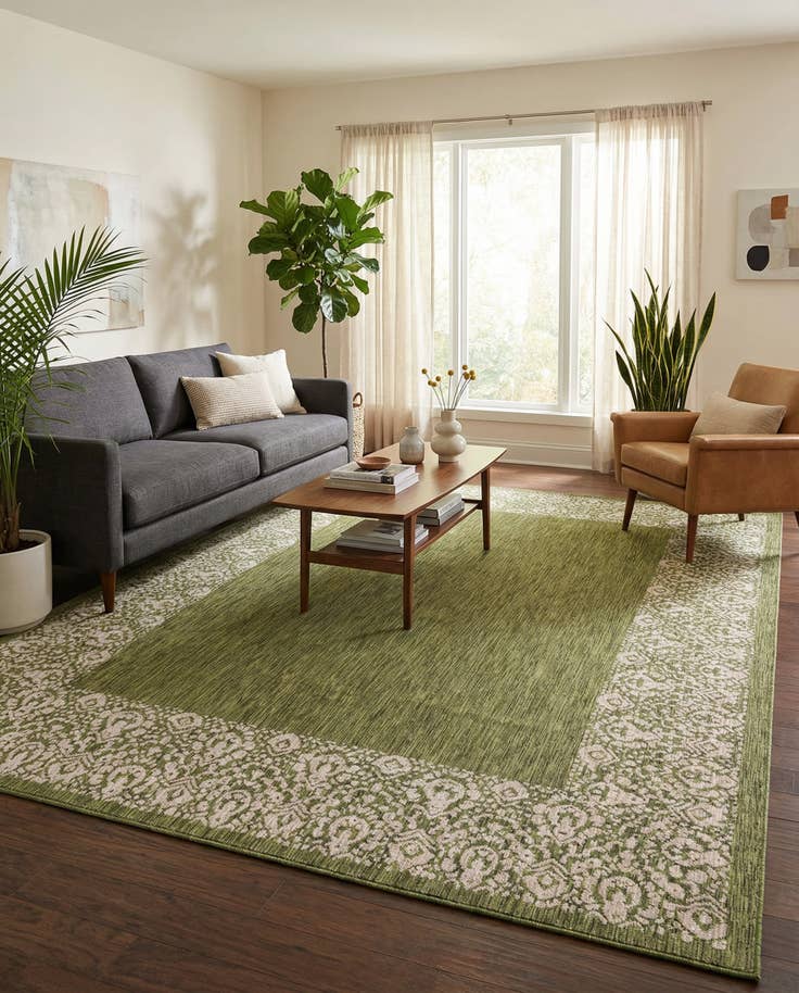 Detail image of 9' x 12' Easy-Clean Border Indoor / Outdoor Rug
