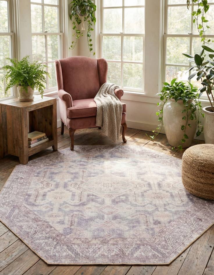 Detail image of 7' 6 x 7' 6 Washable Timeless Octagon Rug